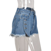 High Waist Denim Washed Chic Personalized Stretch Tassel Pants